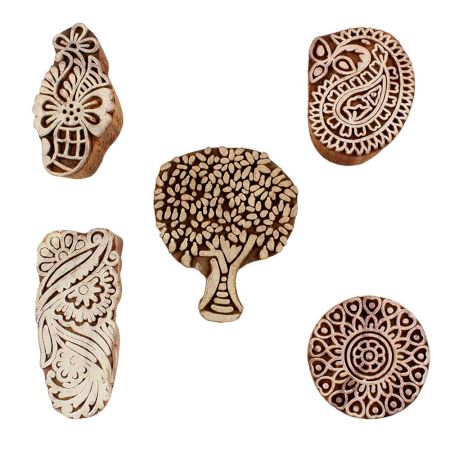 Set of 5 Piece New Mix Wooden Printing Blocks